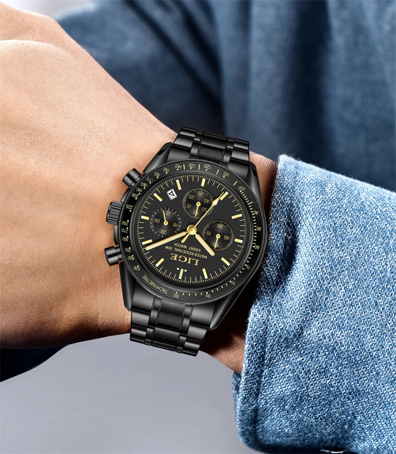 Reloj Hombre LIGE Luxury Business Men Watches Stainless Steel Quartz WristWatch Male Calendar Luminous Clock Relogio Masculino