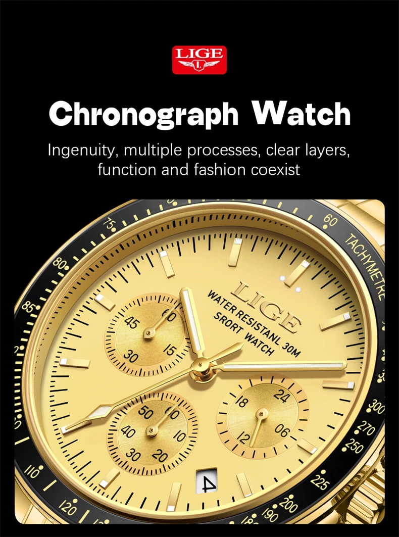 Reloj Hombre LIGE Luxury Business Men Watches Stainless Steel Quartz WristWatch Male Calendar Luminous Clock Relogio Masculino
