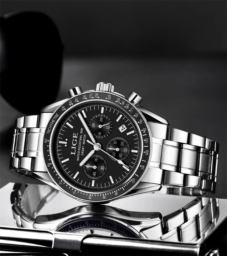 Reloj Hombre LIGE Luxury Business Men Watches Stainless Steel Quartz WristWatch Male Calendar Luminous Clock Relogio Masculino