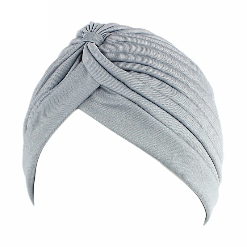 Stretchy Knot Twist Turban Bandanas Women Headscarf Bonnet Muslim Hijab Indian Hats Female Chemo Cap Adult Solid Color Head Wrap