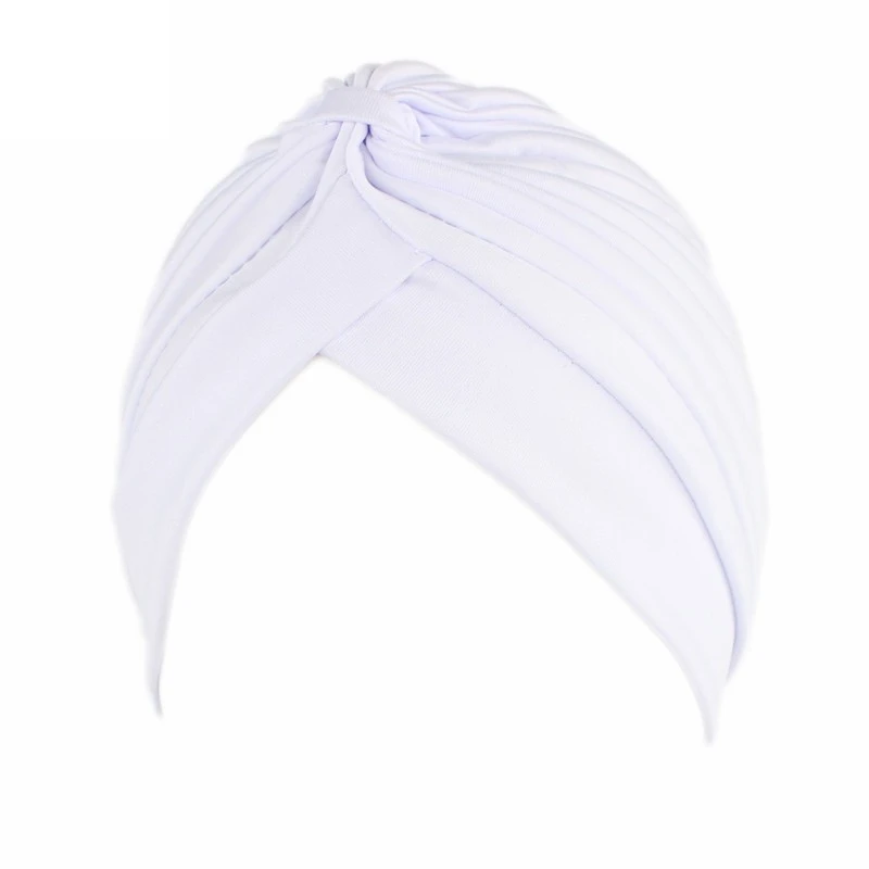 Stretchy Knot Twist Turban Bandanas Women Headscarf Bonnet Muslim Hijab Indian Hats Female Chemo Cap Adult Solid Color Head Wrap