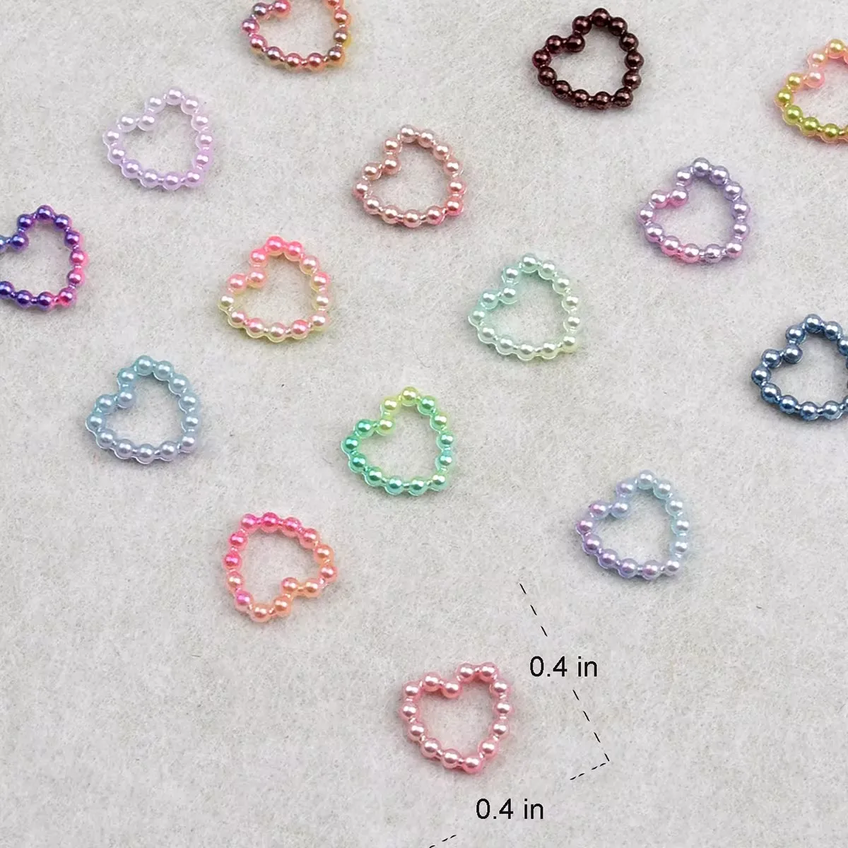 100pcs White Purple Pink Heart Pearl Nail Decoration Hollow Charms Bulk 3D Nail Art Accessories For Women Girl Nails