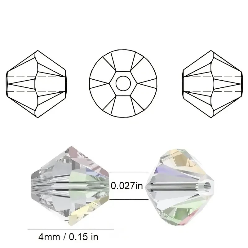 3 4 6mm Bicone Crystal Beads Box Multi-faceted Irregular Glass Bead Set 15 Grid Loose Spacer Kit for Jewelry Making DIY Bracelet