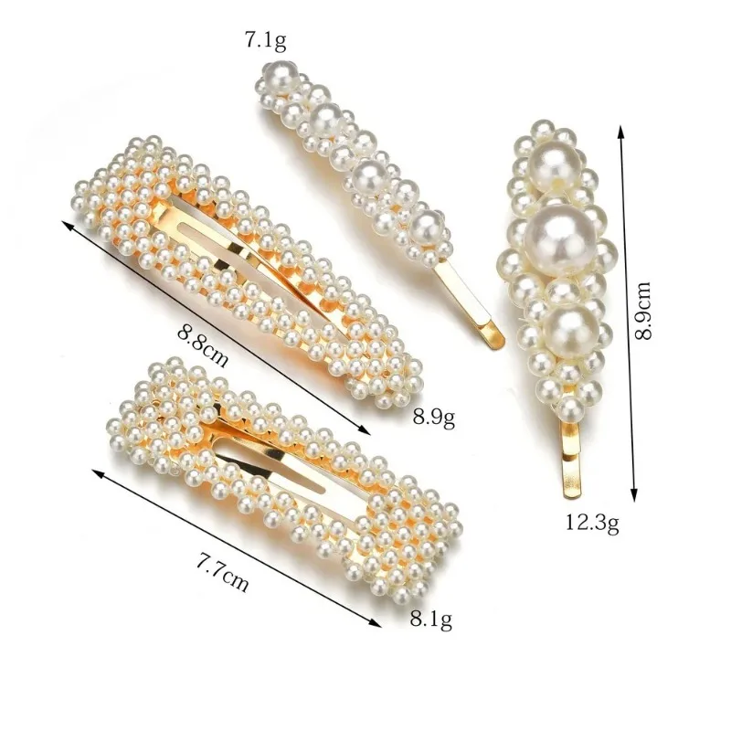 1Set Handmade Pearls Hair Clips Pin for Women Fashion Geometric Flower Barrettes Headwear Girls Sweet Hairpins Hair Accessorie