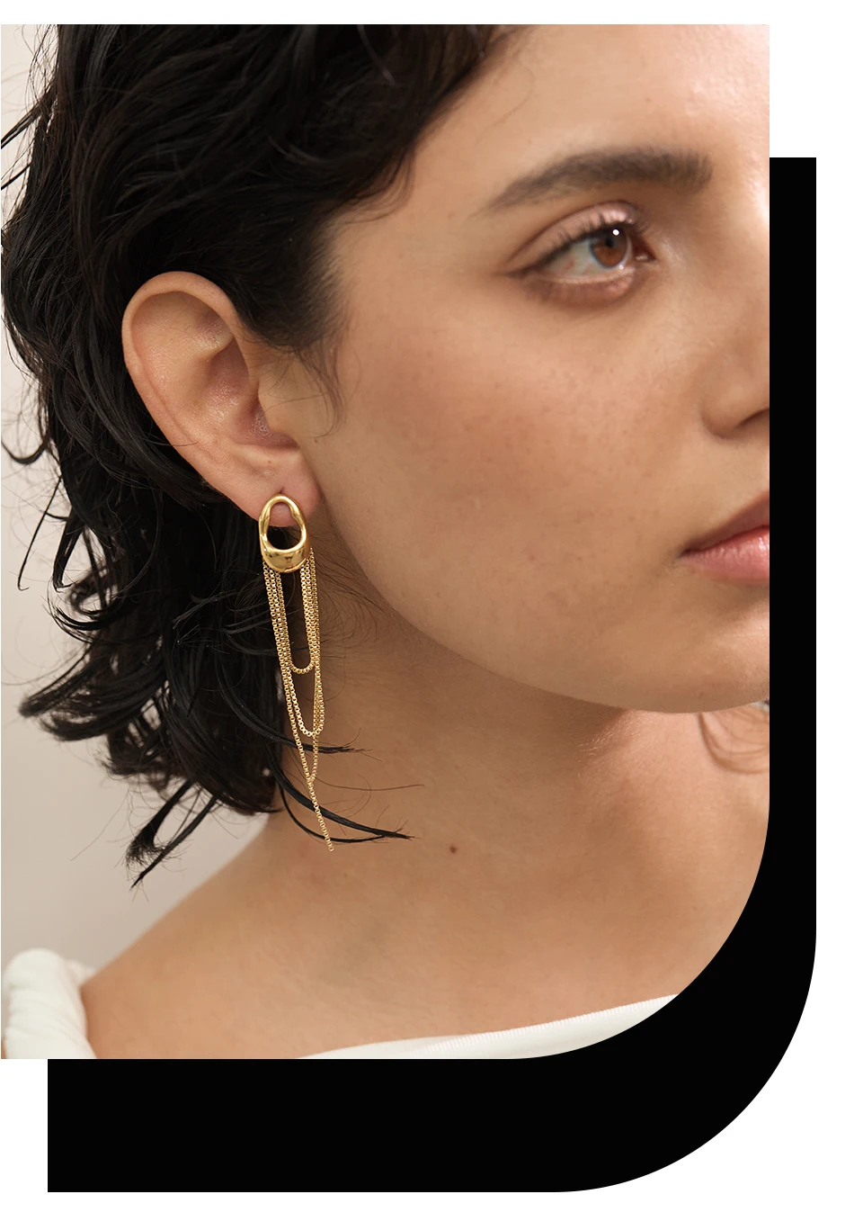 Yhpup 316L Stainless Steel Geometric Tassel Chain Drop Dangle Earrings for Women Temperament Popular Waterproof Jewelry Gift