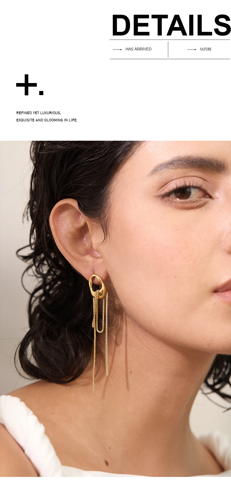 Yhpup 316L Stainless Steel Geometric Tassel Chain Drop Dangle Earrings for Women Temperament Popular Waterproof Jewelry Gift