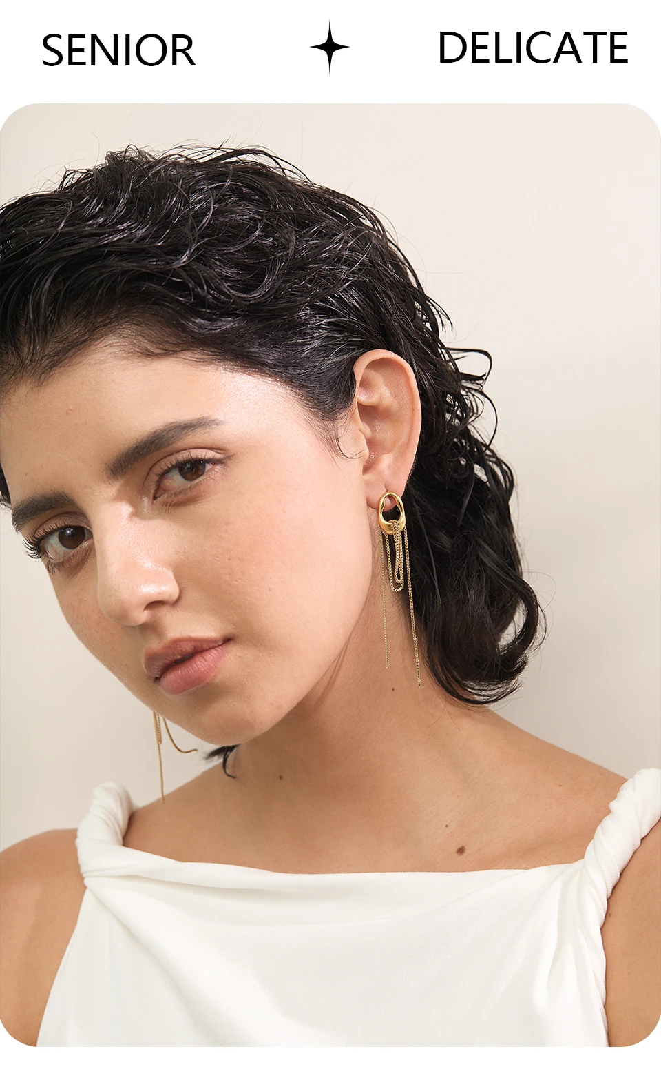 Yhpup 316L Stainless Steel Geometric Tassel Chain Drop Dangle Earrings for Women Temperament Popular Waterproof Jewelry Gift