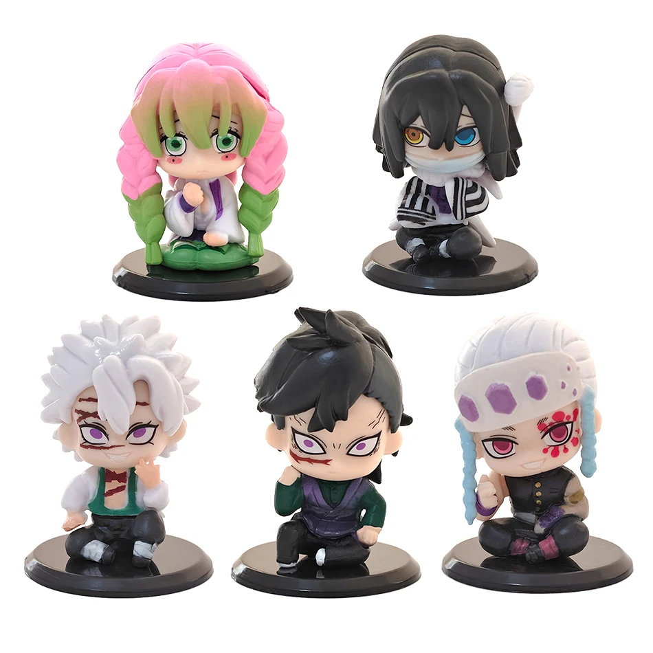 15 pcs/Set Q Version Demon Slayer Sitting Ghost Doll Tanjiro Nidouzi Inosuke Zenizu Figure Action Figure Movie Model Toys Doll
