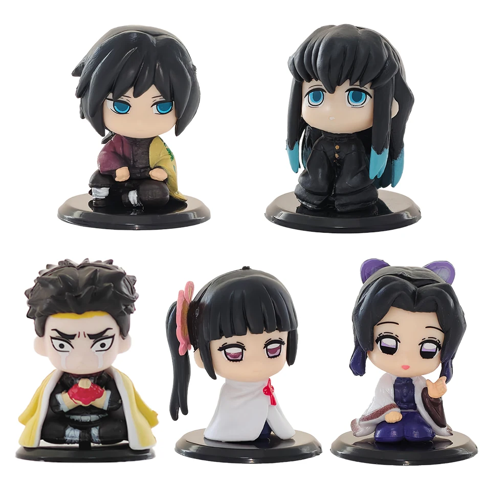 15 pcs/Set Q Version Demon Slayer Sitting Ghost Doll Tanjiro Nidouzi Inosuke Zenizu Figure Action Figure Movie Model Toys Doll