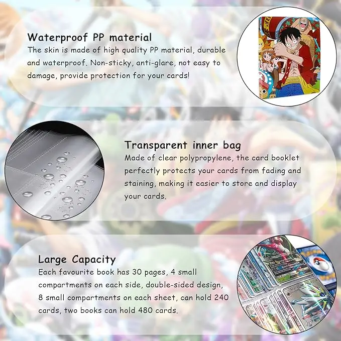 160pcs One Piece Album Anime Cards Holder Binder Cards Map Book Bandai Game Cartoon Collection Folder Kids Toy Gift