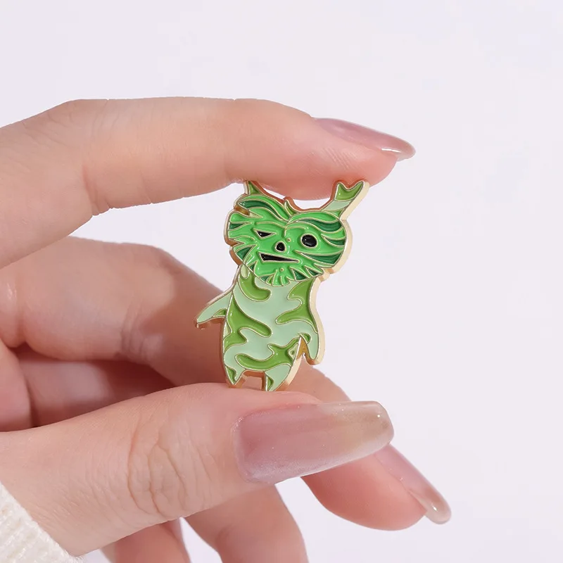 Cartoon Game Elf Enamel Pins Custom Leaf Spliced Fox Octopus Brooches Lapel Badges Animal Plant Jewelry Gift for Friends