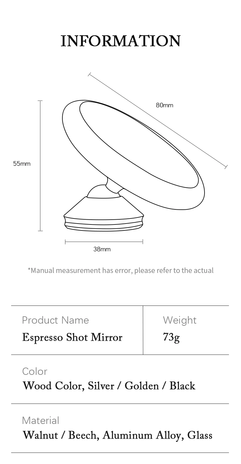 Espresso Shot Mirror Extraction Mirror Magnetic For Monitoring Bottomless Portafilter Lens Flow Rate Coffee Machine Accessories