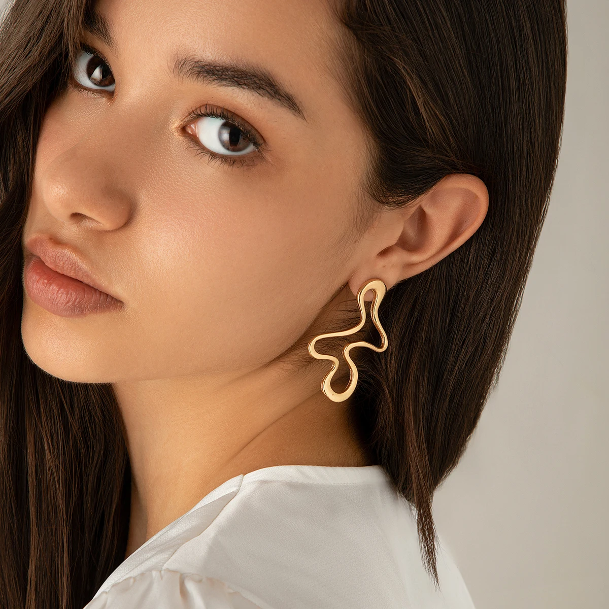 IngeSight.Z Minimalist Irregular Hollow Geometry Metal Stud Earrings Punk Statement Gold Color Earring Women's Charm Ear Jewelry