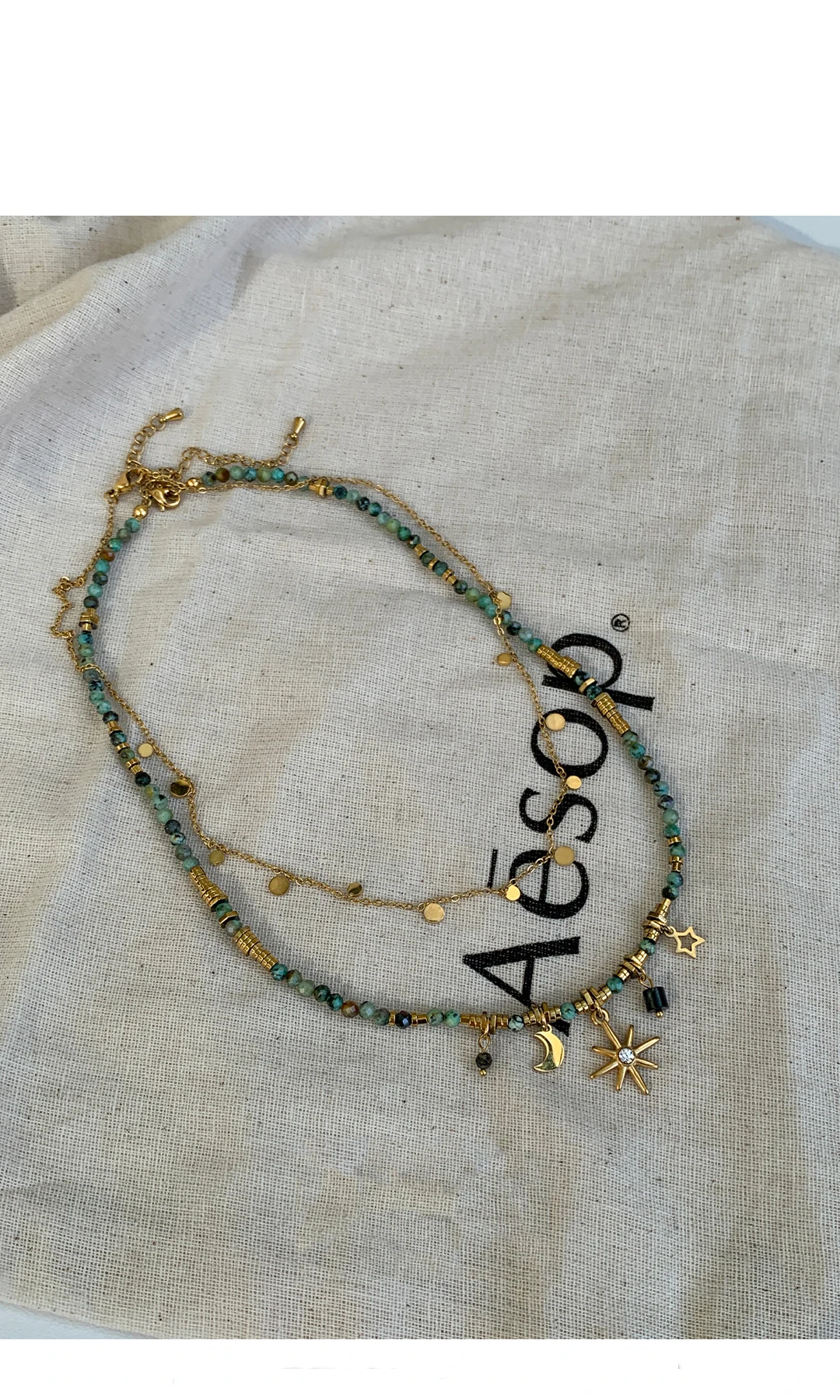 Peri'sBox Vintage Natural Stone Beads Necklace Women's Charm Mang Star Pendant Can be Stacked Jewelry Gothic Jewelry Gifts