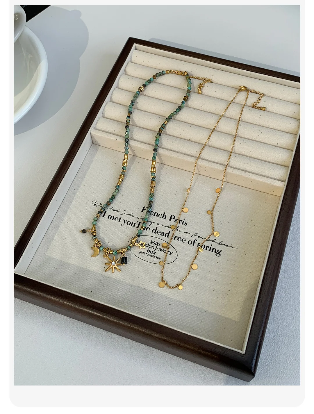 Peri'sBox Vintage Natural Stone Beads Necklace Women's Charm Mang Star Pendant Can be Stacked Jewelry Gothic Jewelry Gifts