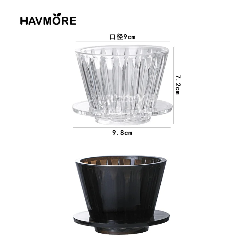Wave Coffee Dripper 1-2Cups Crystal Eye Pour Over Coffee Dripper With Coffee Filter Papers 50 Sheets Coffee Filter Set