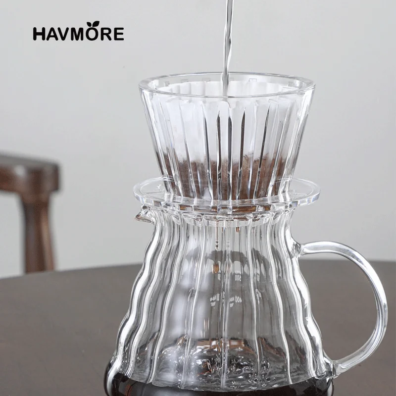 Wave Coffee Dripper 1-2Cups Crystal Eye Pour Over Coffee Dripper With Coffee Filter Papers 50 Sheets Coffee Filter Set