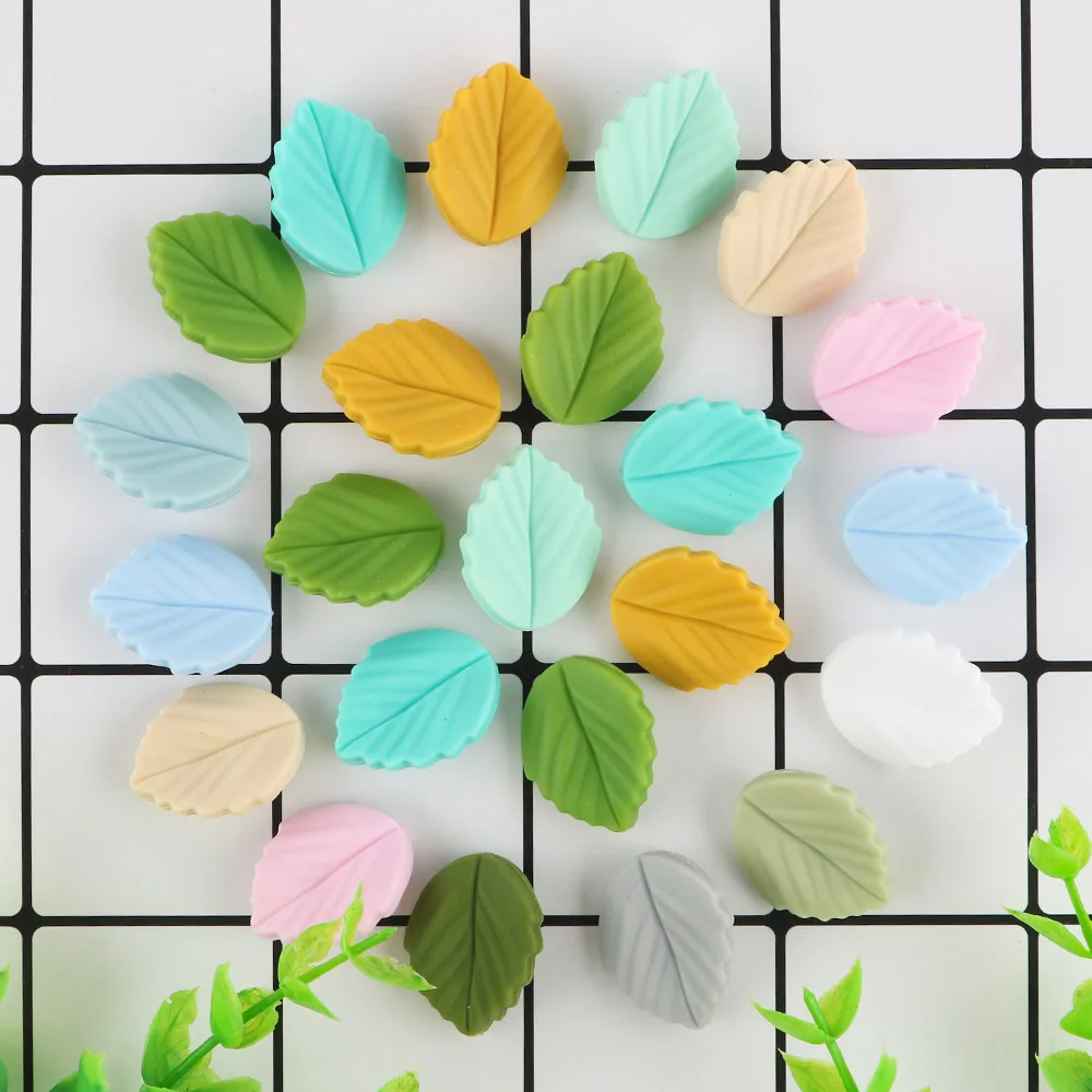 Sunrony 10pcs Mini Leaf Flower Silicone Beads For Jewelry Making Food Grade DIY Pacifier Chain Necklace Accessories Baby Toys