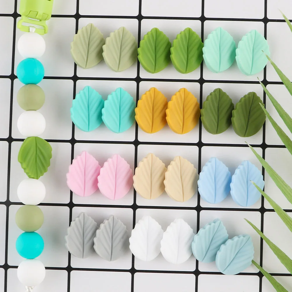 Sunrony 10pcs Mini Leaf Flower Silicone Beads For Jewelry Making Food Grade DIY Pacifier Chain Necklace Accessories Baby Toys