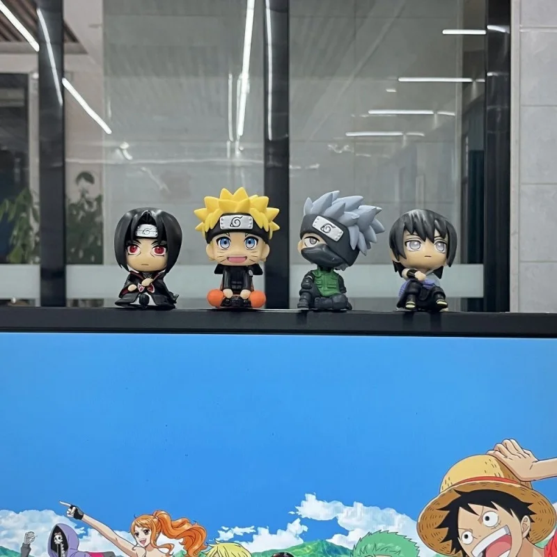 Naruto Anime Figure Sasuke Kakashi Itachi 9cm PVC Q Version Statue Model For Room Bedroom Decor Gift