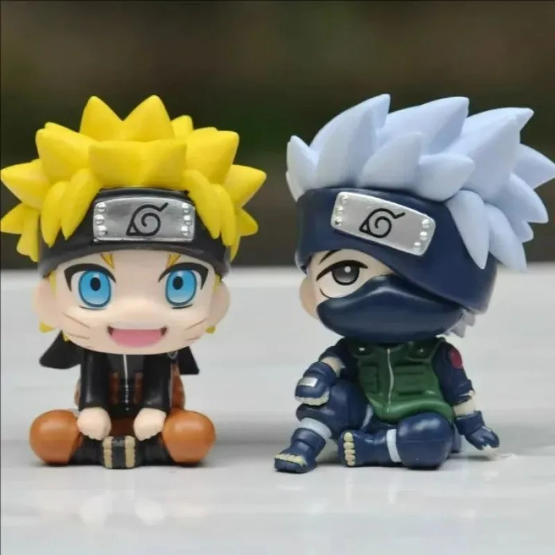 Naruto Anime Figure Sasuke Kakashi Itachi 9cm PVC Q Version Statue Model For Room Bedroom Decor Gift