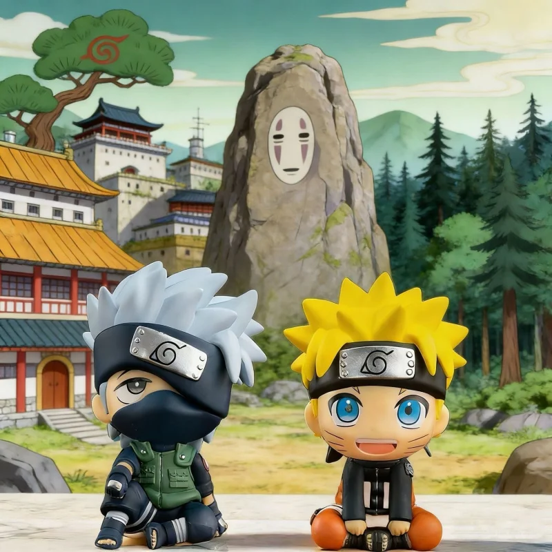 Naruto Anime Figure Sasuke Kakashi Itachi 9cm PVC Q Version Statue Model For Room Bedroom Decor Gift