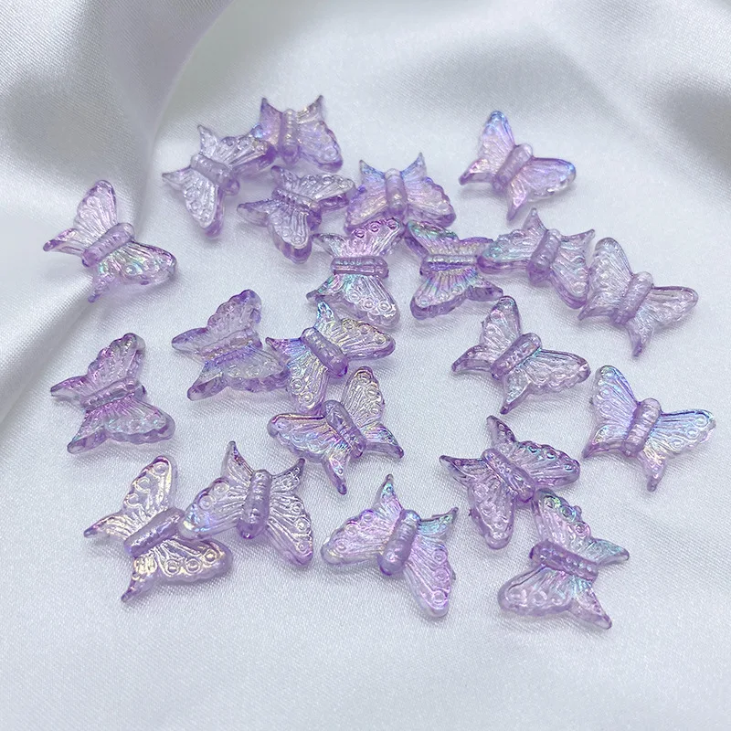 50pcs/Lot 13x16mm Ab Colorful Butterfly Acrylic Beads For Needlework Jewelry Making Diy Bracelet Necklace Keychain Accessoires