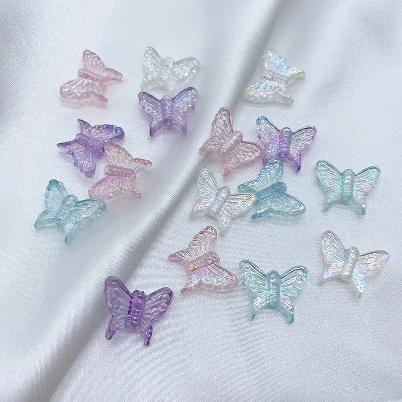 50pcs/Lot 13x16mm Ab Colorful Butterfly Acrylic Beads For Needlework Jewelry Making Diy Bracelet Necklace Keychain Accessoires