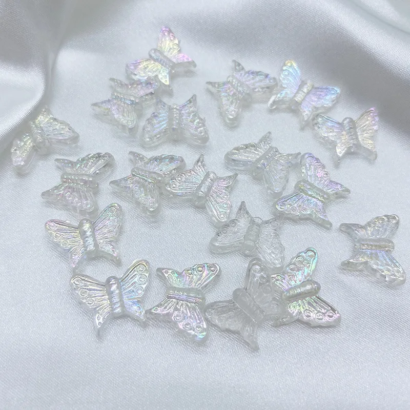 50pcs/Lot 13x16mm Ab Colorful Butterfly Acrylic Beads For Needlework Jewelry Making Diy Bracelet Necklace Keychain Accessoires