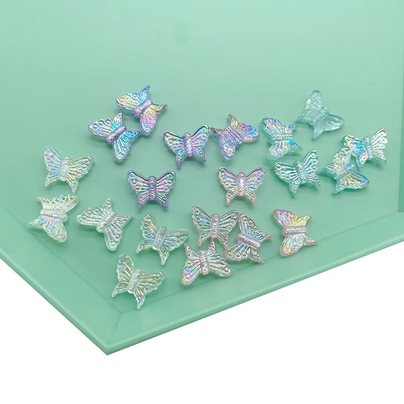 50pcs/Lot 13x16mm Ab Colorful Butterfly Acrylic Beads For Needlework Jewelry Making Diy Bracelet Necklace Keychain Accessoires