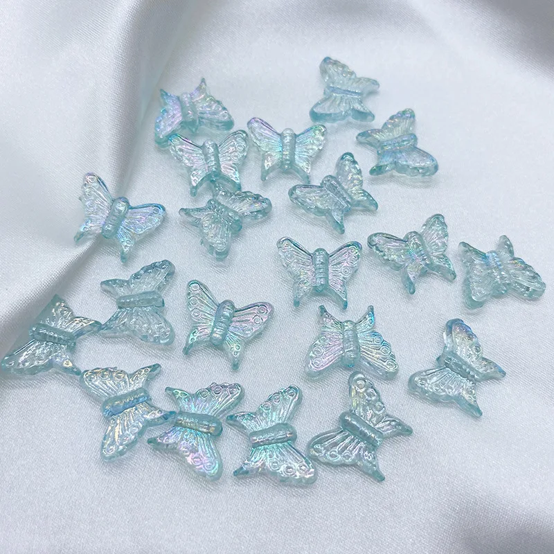 50pcs/Lot 13x16mm Ab Colorful Butterfly Acrylic Beads For Needlework Jewelry Making Diy Bracelet Necklace Keychain Accessoires