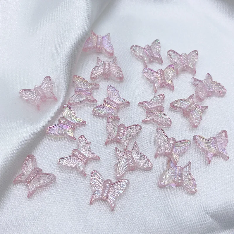 50pcs/Lot 13x16mm Ab Colorful Butterfly Acrylic Beads For Needlework Jewelry Making Diy Bracelet Necklace Keychain Accessoires
