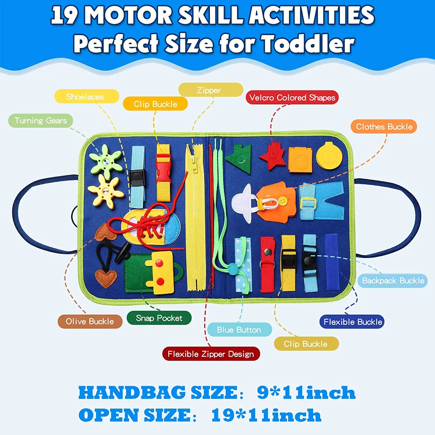 Montessori Toys Busy Board Sensory Activity Developing Board for Motor Skills,Learning Board for Toddlers Birthday gift