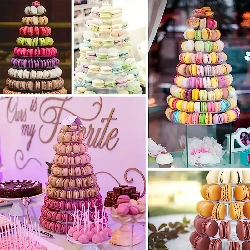 Tiered Macaron Tower Stand Cake Display Rack Cupcake Holder Dessert Stand for Baby Shower Wedding Birthday Party Decorations