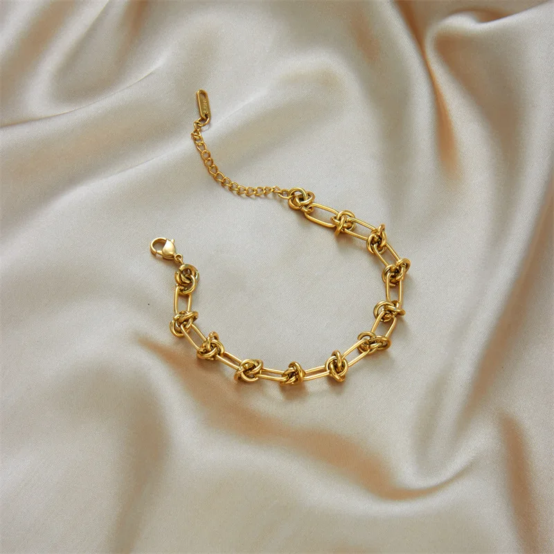 316L Stainless Steel Gold Silver Color Twist Knot Necklace Bracelets For Womens Girl New Fashion Non-fading Jewelry Set