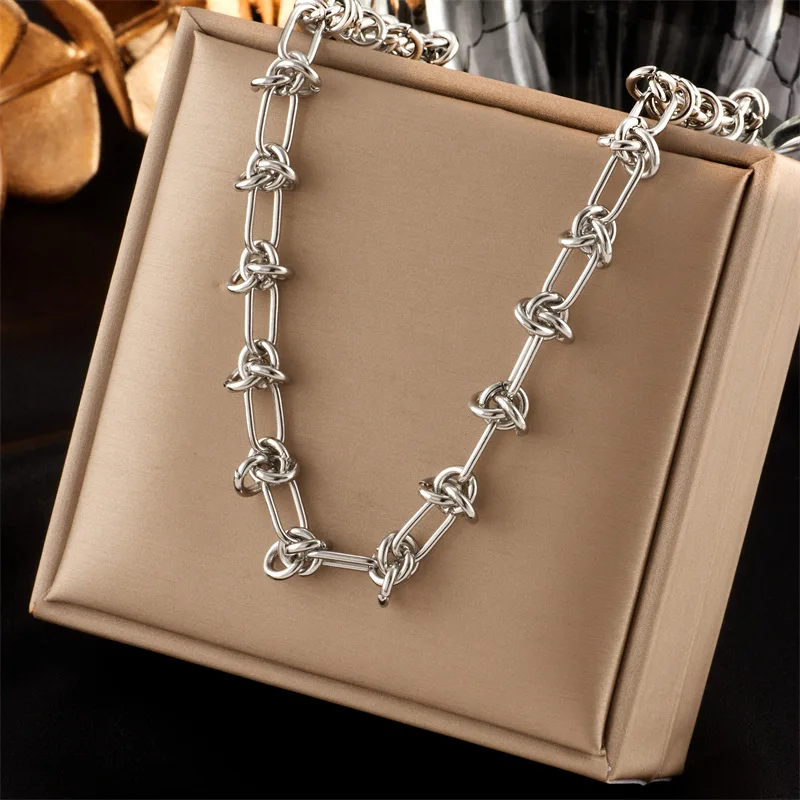 316L Stainless Steel Gold Silver Color Twist Knot Necklace Bracelets For Womens Girl New Fashion Non-fading Jewelry Set