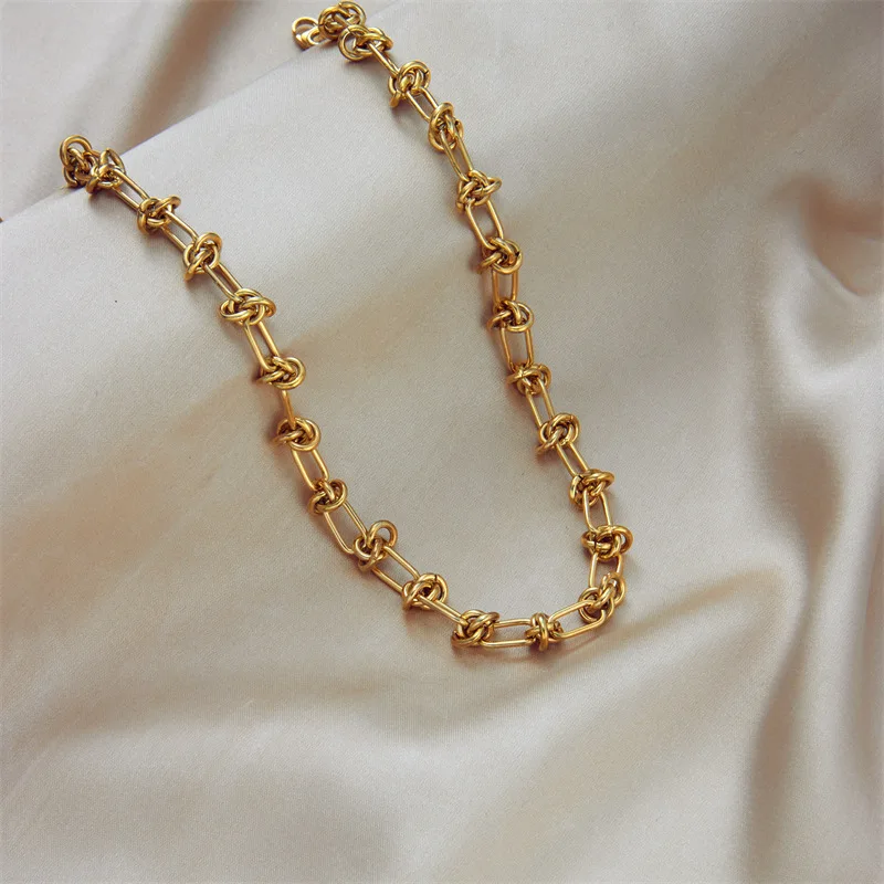 316L Stainless Steel Gold Silver Color Twist Knot Necklace Bracelets For Womens Girl New Fashion Non-fading Jewelry Set
