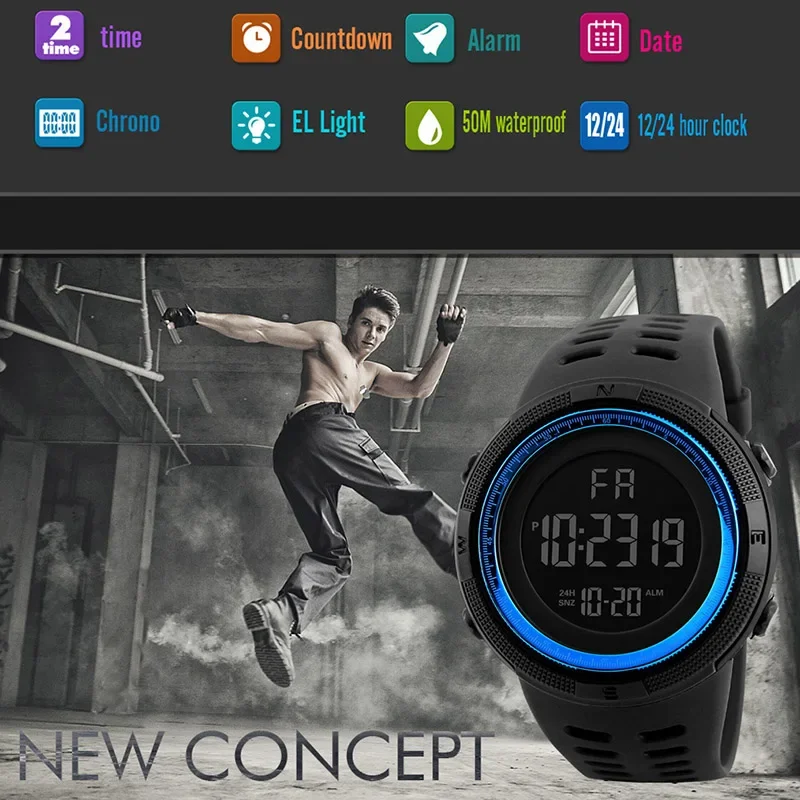 YIKAZE X01 Men's Digital Watches Multifunction Military Men Sports Wristwatch Sweatproof Luminous Man Student Electronic Watch