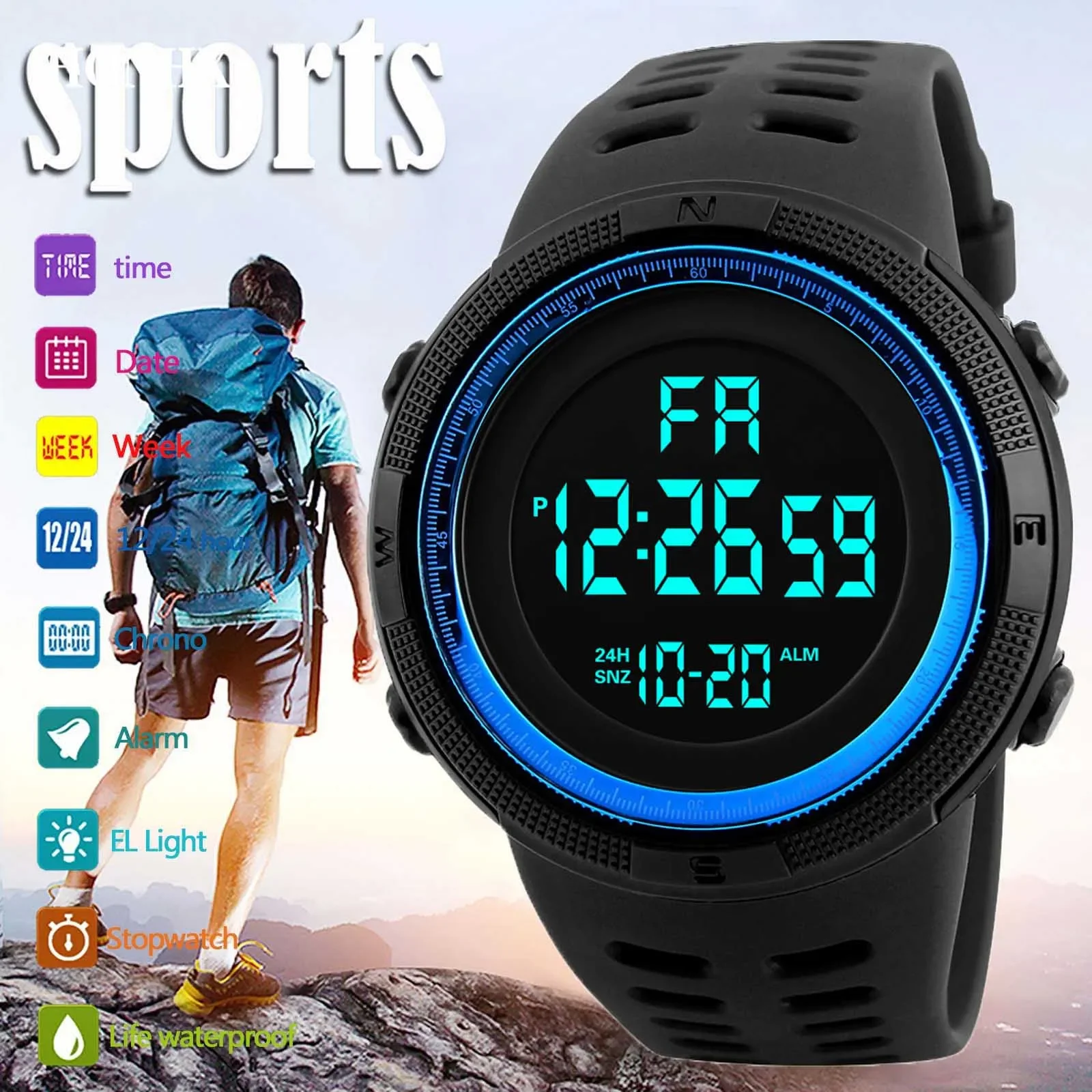 YIKAZE X01 Men's Digital Watches Multifunction Military Men Sports Wristwatch Sweatproof Luminous Man Student Electronic Watch