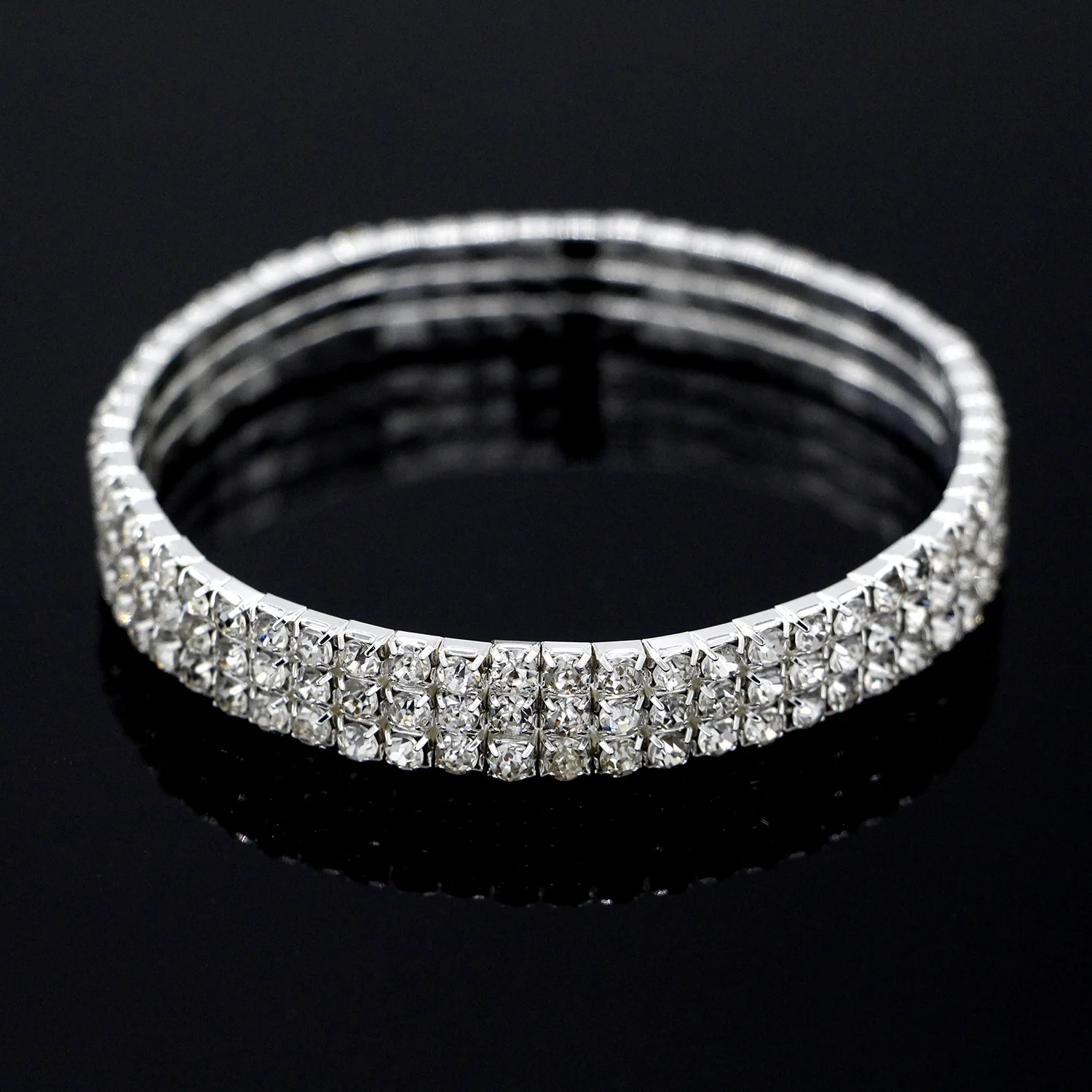 Fashion Rhinestone Tennis Anklet For Women Multi-layer Crystal Elastic Chain On Leg Female Summer Beach Ankle Bracelet Jewelry