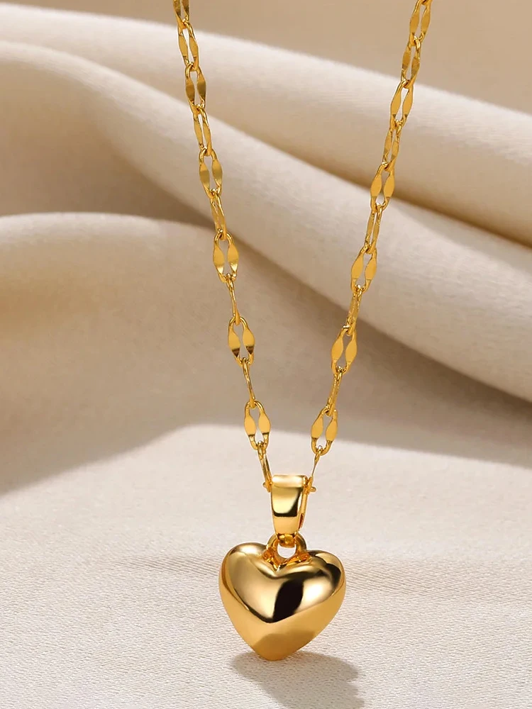 Stainless Steel Gold Beloved Charm Pendant Necklace for Women New Trend Girls Clavicle Chain Jewelry Holiday Gift