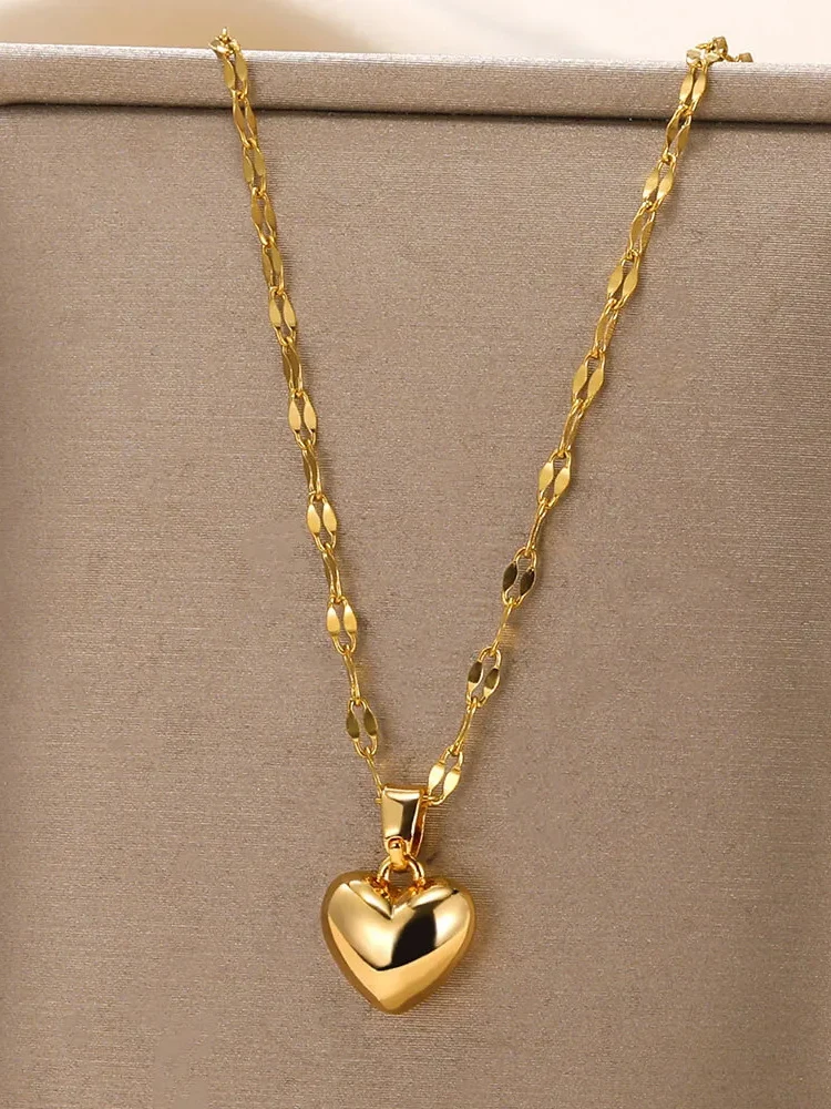 Stainless Steel Gold Beloved Charm Pendant Necklace for Women New Trend Girls Clavicle Chain Jewelry Holiday Gift