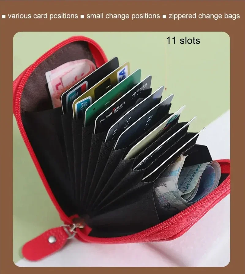 1pc Organ Card Bag Korean Edition Portable Women's Short Bank Card Cover Business Card Clip Zipper Vertical Handheld Bag