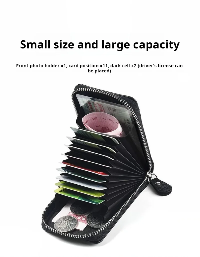 1pc Organ Card Bag Korean Edition Portable Women's Short Bank Card Cover Business Card Clip Zipper Vertical Handheld Bag