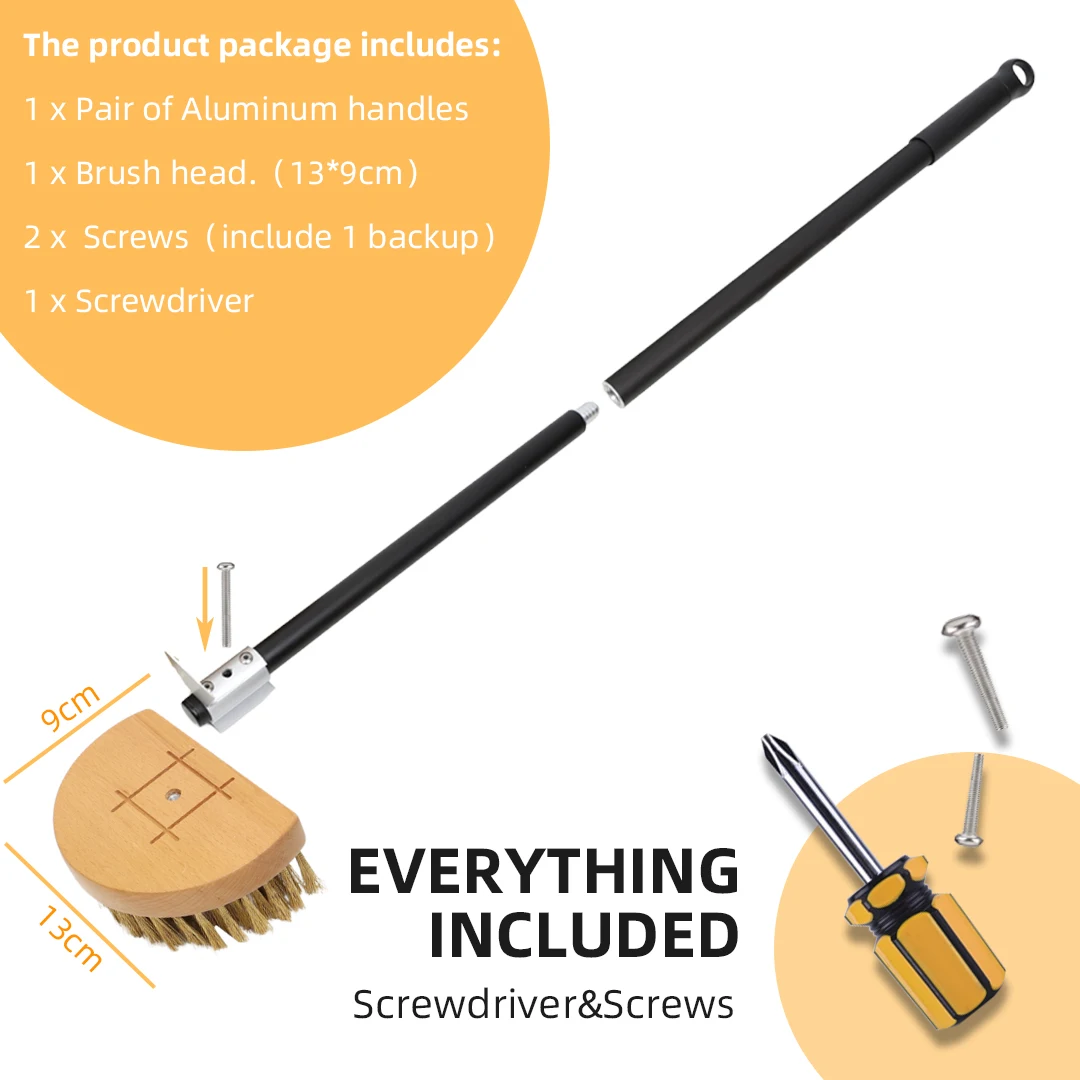 Pizza Oven Brush Copper Stove Brush Bristle Brass Wood Long Handle Grill Cleaning Oven Brush for Small Oven Kitchen Tool
