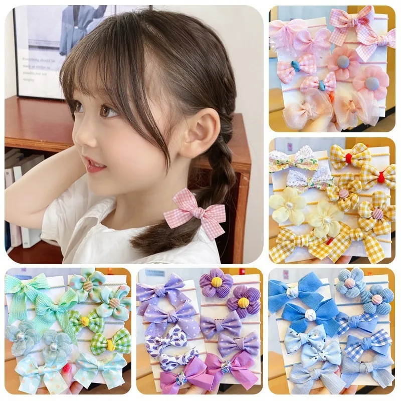 10pcs Hair Accessories Girls Scrunchies Aesthetic Lacos De Cabelo Infantil Bands Kids Bandeaux Elastiquec Headbands Bandes Cute