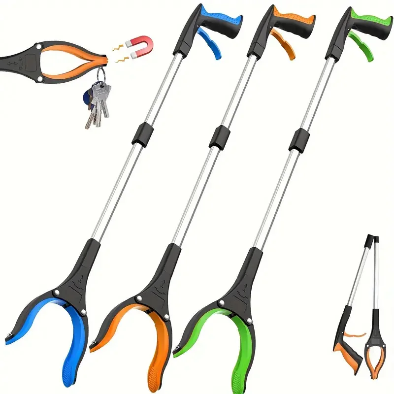1pc Thickened Aluminum Alloy Folding Type Garbage Clip Pick Up Device Household Cleaning Ring Fire Pliers Pick Up Sanitary Clip