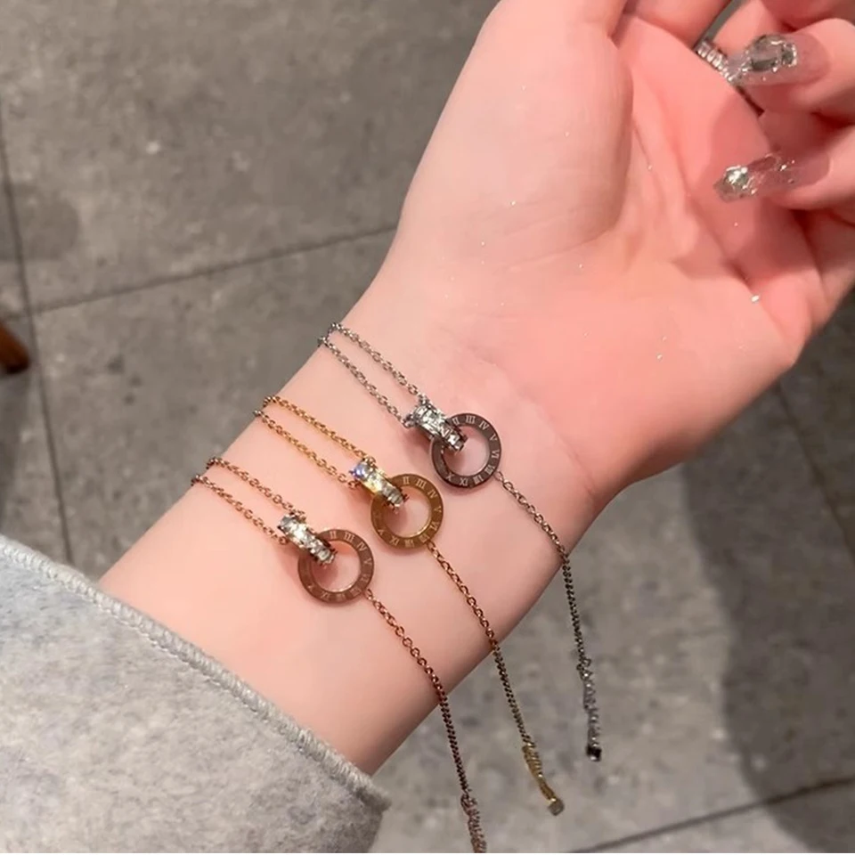 Women's Classic Stainless Steel Roman Numerals Necklace Bracelet Earrings Set - Versatile Simple Daily Jewelry