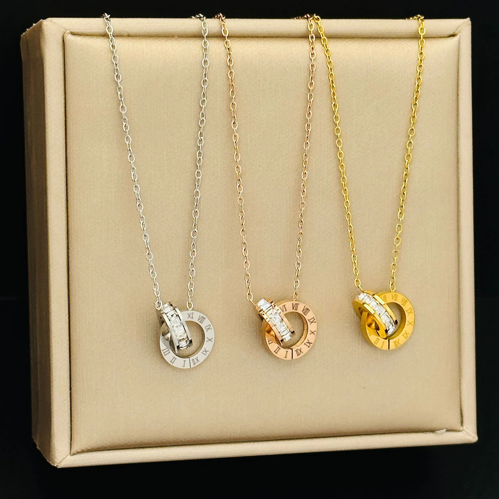 Women's Classic Stainless Steel Roman Numerals Necklace Bracelet Earrings Set - Versatile Simple Daily Jewelry