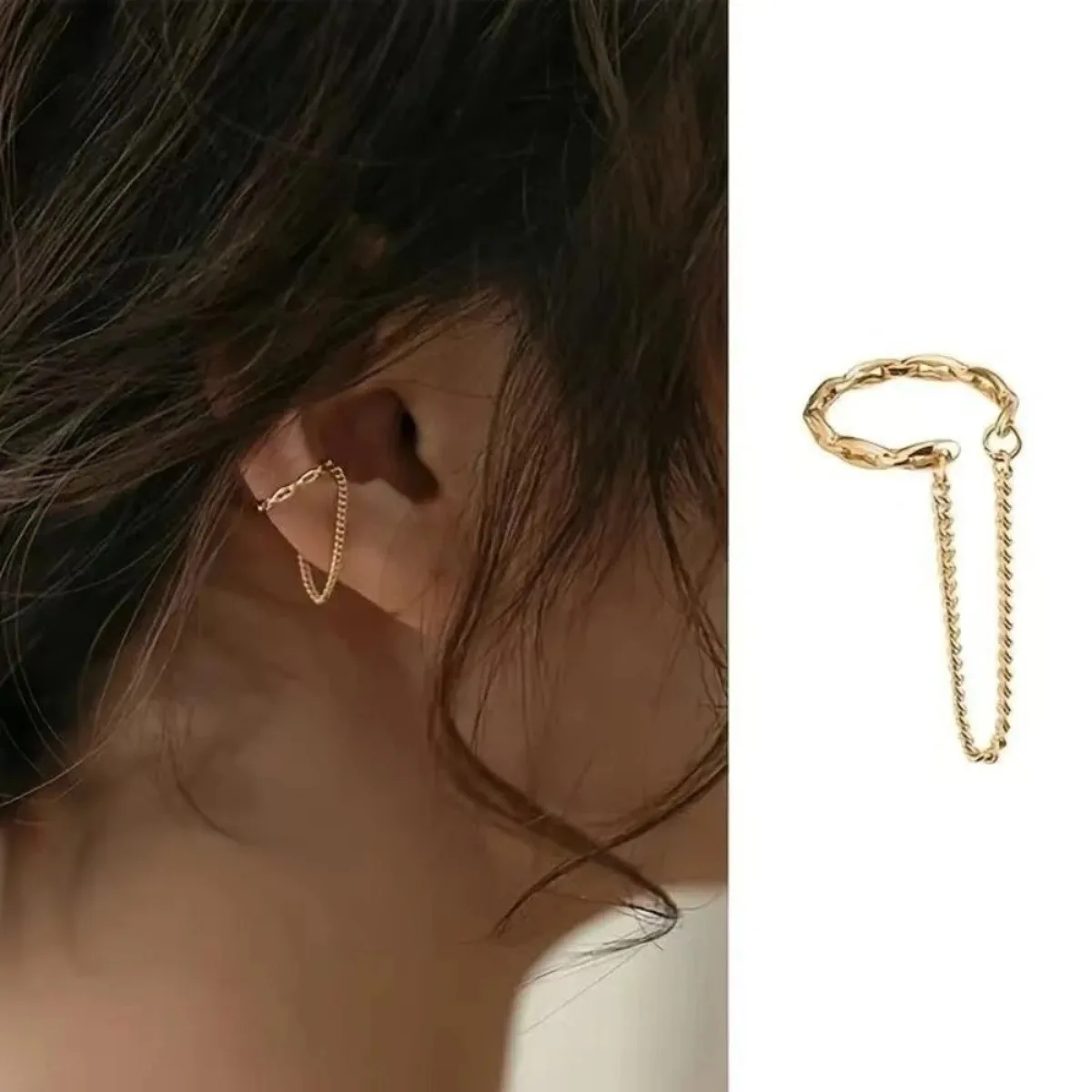 1pc Fashion Minilist No Piercing Ear Cuff Earrings for Woman Fake Piercing Chain Ear Bone Clip for Girl Cuffs Jewelry